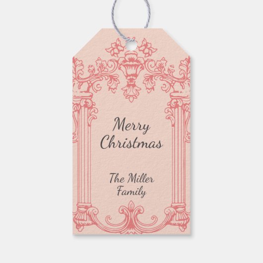 Gepersonaliseerde  Meisje met Roze Bauble Cadeaulabel (Achterkant)