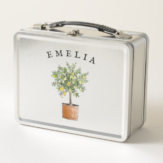 Gepersonaliseerde Meisje Metalen Lunchbox Lemon Tr