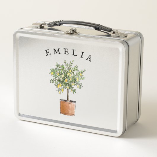 Gepersonaliseerde Meisje Metalen Lunchbox Lemon Tr (Voorkant)