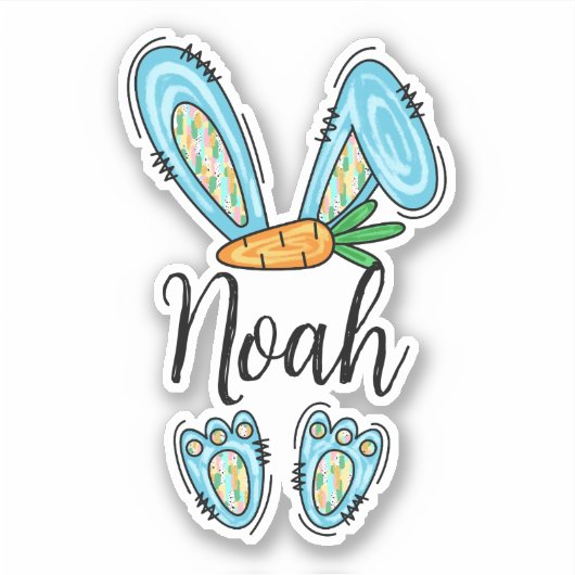 Gepersonaliseerde Meisje Paashaas Sticker (Voorkant)