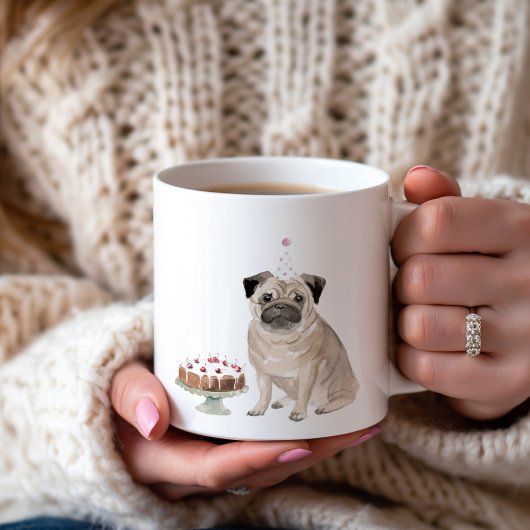 Gepersonaliseerde Meisje Pug Verjaardag Cake Coffe Koffiemok