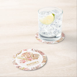 Gepersonaliseerde Meisje Verjaardag Honkbal Ronde Kartonnen Onderzetter