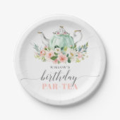 Gepersonaliseerde Meisje Verjaardag Par-Tea Party Papieren Bordje (Voorkant)