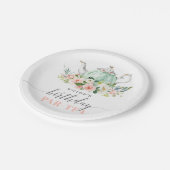 Gepersonaliseerde Meisje Verjaardag Par-Tea Party Papieren Bordje (Gekanteld)