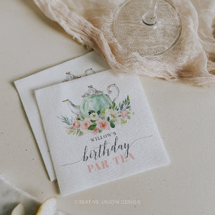 Gepersonaliseerde Meisje Verjaardag Par-Tea Party Servet