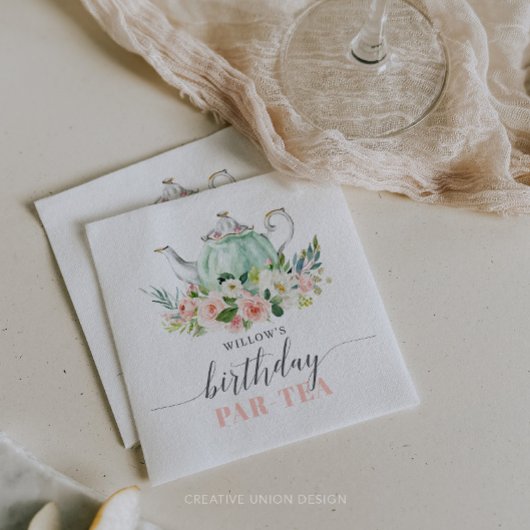 Gepersonaliseerde Meisje Verjaardag Par-Tea Party Servet