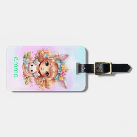 Gepersonaliseerde meisjes bagagelabel (Voorkant horizontaal)