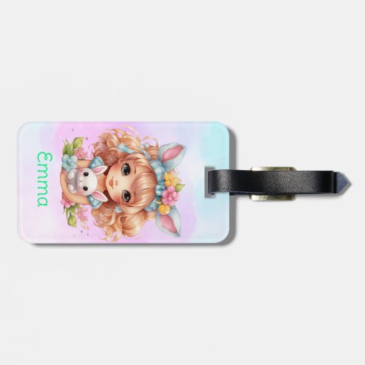 Gepersonaliseerde meisjes bagagelabel (Achterkant horizontaal)