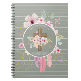 Gepersonaliseerde meisjes BAPTISM - Floral Cross S Notitieboek