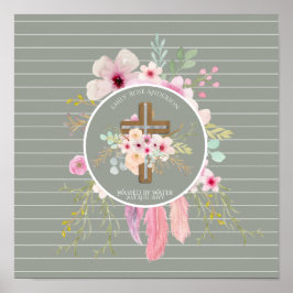 Gepersonaliseerde meisjes BAPTISM - Floral Cross S Poster