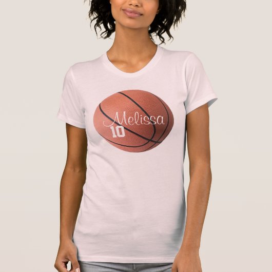 Gepersonaliseerde meisjes Basketball T-shirt (Voorkant)