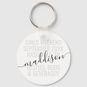 Gepersonaliseerde meisjes Bestie Weekend Sleutelhanger