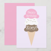 Gepersonaliseerde Meisje's Birthday Ice Cream Kaar Feestdagenkaart (Voorkant / Achterkant)
