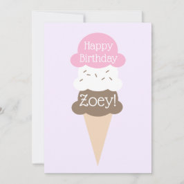 Gepersonaliseerde Meisje's Birthday Ice Cream Kaar Feestdagenkaart