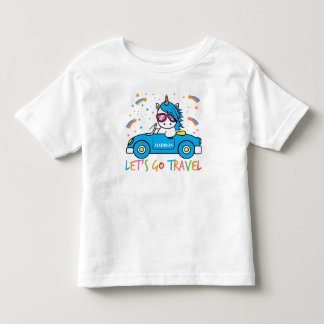 Gepersonaliseerde Meisjes Blauwe Auto Eenhoorn Rei Kinder Shirts