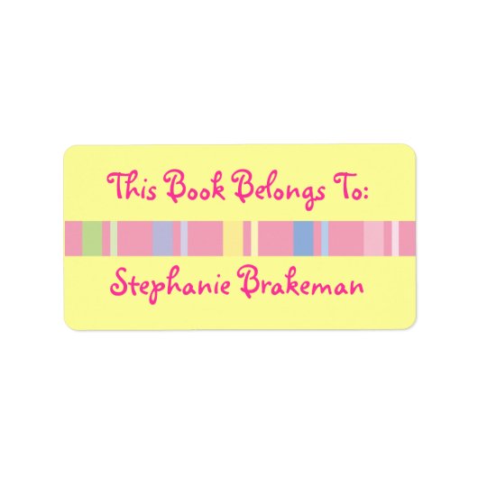 Gepersonaliseerde Meisjes Bookplate Library Sticke Etiket (Voorkant)