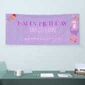 Gepersonaliseerde meisjes Dinosaur Birthday Spandoek (Beurs)