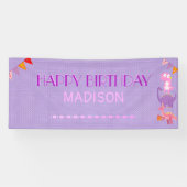 Gepersonaliseerde meisjes Dinosaur Birthday Spandoek (Horizontaal)