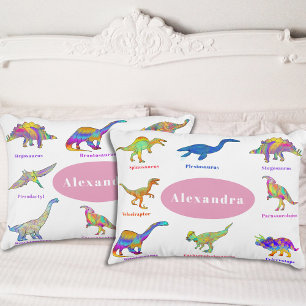 Gepersonaliseerde meisjes dinosaurus accent kussen