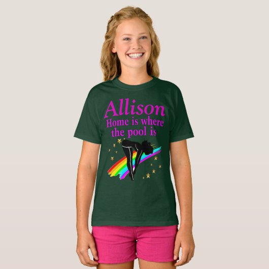 GEPERSONALISEERDE MEISJES DUIKKLEDING T-SHIRT (Voorkant volledig)