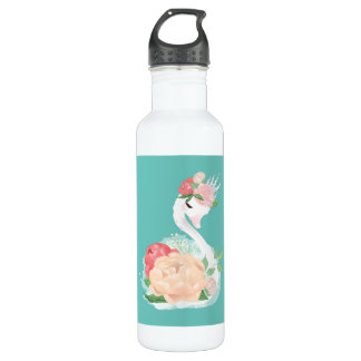 Gepersonaliseerde meisjes floral Swan Waterfles