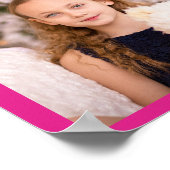 Gepersonaliseerde Meisjes Foto Hot Pink Verjaardag Poster (Hoek)