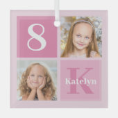 Gepersonaliseerde Meisjes Fotocollage Kerstmis Glas Ornament (Voorkant)