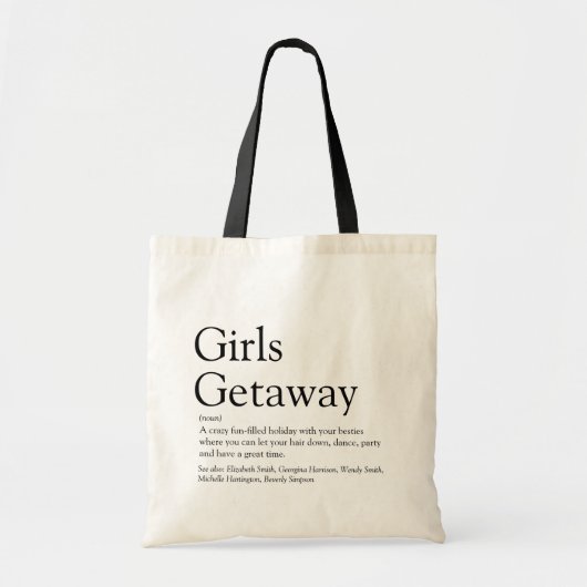 Gepersonaliseerde meisjes Getaway Definitie Canvas Tote Bag (Voorkant)