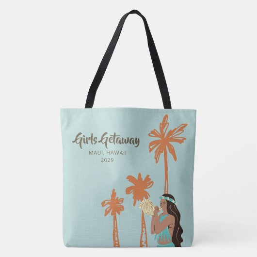 Gepersonaliseerde meisjes Getaway Hawaiian Tote Bag (Voorkant)