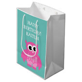 Gepersonaliseerde meisjes Goedendag schattige roze Medium Cadeauzakje (Voorkant Gekanteld)