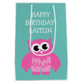 Gepersonaliseerde meisjes Goedendag schattige roze Medium Cadeauzakje (Achterkant)