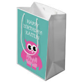 Gepersonaliseerde meisjes Goedendag schattige roze Medium Cadeauzakje (Achterkant Gekanteld)