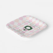 Gepersonaliseerde Meisjes Golf Roze Eerste Verjaar Papieren Bordje (Gebogen)