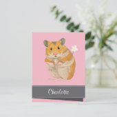 Gepersonaliseerde Meisjes Gouden Hamster Feestdagenkaart (Staand voorkant)