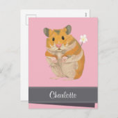 Gepersonaliseerde Meisjes Gouden Hamster Feestdagenkaart (Voorkant / Achterkant)