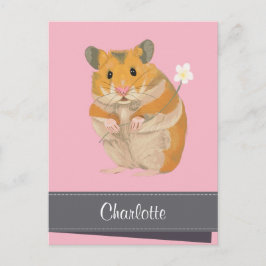 Gepersonaliseerde Meisjes Gouden Hamster Feestdagenkaart