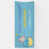 Gepersonaliseerde meisjes Hippo Birthday Banner (Verticaal)