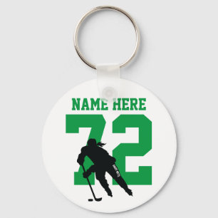 Gepersonaliseerde Meisjes Hockey Player Name Numbe Sleutelhanger