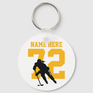 Gepersonaliseerde Meisjes Hockey Player Name Numbe Sleutelhanger