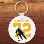Gepersonaliseerde Meisjes Hockey Player Name Numbe Sleutelhanger (Voorkant)
