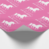 Gepersonaliseerde meisjes in de roze witte unicorn cadeaupapier (Hoek)