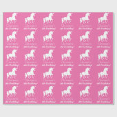Gepersonaliseerde meisjes in de roze witte unicorn cadeaupapier (Vlak)