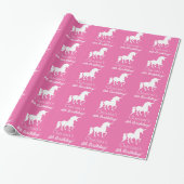 Gepersonaliseerde meisjes in de roze witte unicorn cadeaupapier (Uitgerold)