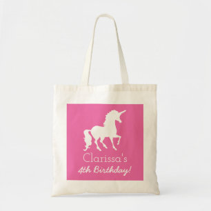 Gepersonaliseerde meisjes in de roze witte unicorn tote bag