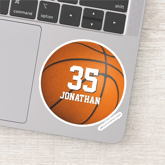 Gepersonaliseerde meisjes jongens basketbal speler sticker (Detail)