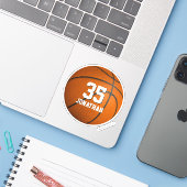 Gepersonaliseerde meisjes jongens basketbal speler sticker (Laptop met iPhone)