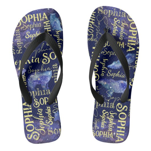 Gepersonaliseerde meisjes noemen celestiaire diere teenslippers (Voetbed)