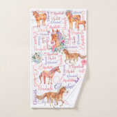 Gepersonaliseerde meisjes noemen collage met pony' bad handdoek (Handdoek)