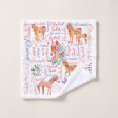 Gepersonaliseerde meisjes noemen collage met pony' bad handdoek (Wasdoekje)