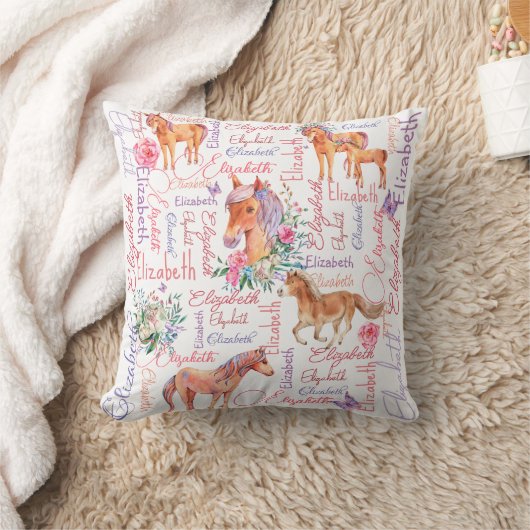 Gepersonaliseerde meisjes noemen collage met pony' kussen (Deken)